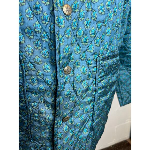 Jacket Quilted silk reversible bright green blue pink - Picture 4 of 16
